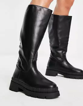 Черные массивные ботинки на плоской подошве RAID Wide Fit Challenge