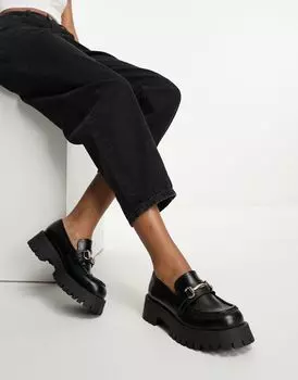 Черные массивные лоферы ASOS DESIGN Wide Fit Masterpiece