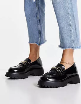 Черные массивные лоферы ASOS DESIGN Wide Fit Monster
