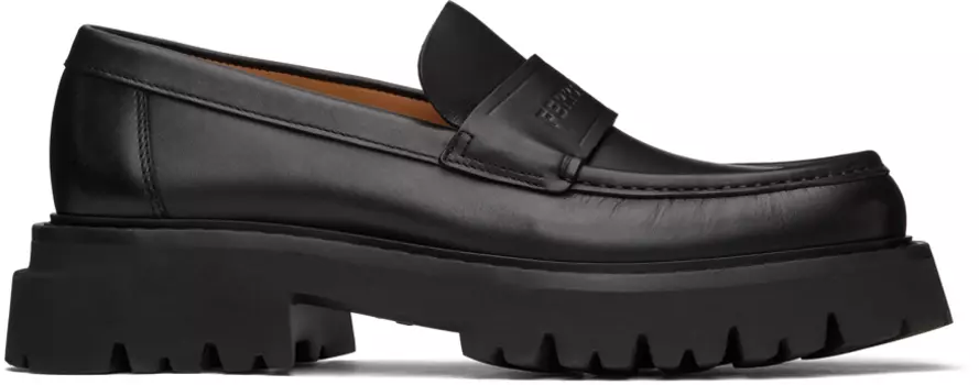 Черные массивные лоферы Ferragamo