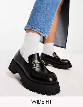 Черные массивные лоферы Masterpiece широкого кроя ASOS