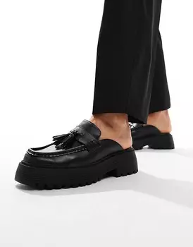 Черные массивные лоферы-мюли с кисточками ASOS DESIGN