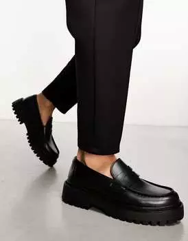 Черные массивные лоферы Pull&Bear