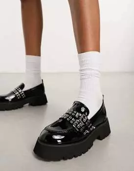 Черные массивные лоферы с фурнитурой RAID Mitali