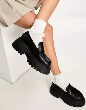 Черные массивные лоферы с союзкой ASOS Maestro