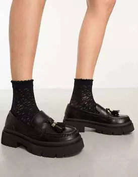 Черные массивные лоферы Schuh Lester