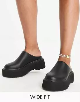 Черные массивные мюли на плоской подошве Milo ASOS DESIGN