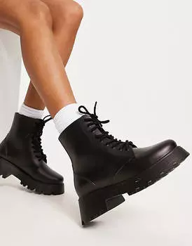 Черные массивные резиновые сапоги на шнуровке ASOS DESIGN Galaxy