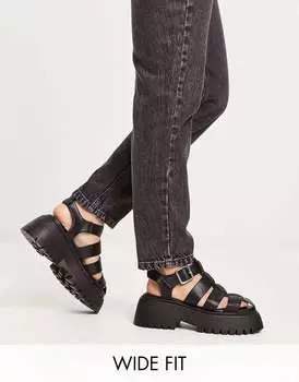 Черные массивные рыбацкие туфли ASOS Wide Fit Mermaid