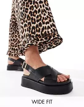 Черные массивные сандалии из двух частей ASOS DESIGN Wide Fit Frosty