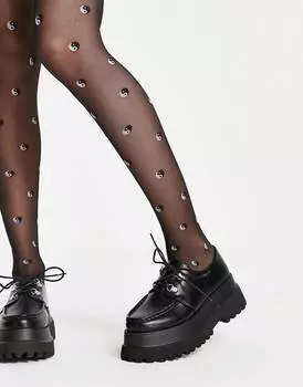 Черные массивные туфли на плоской подошве со шнуровкой ASOS DESIGN Memphis