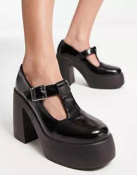 Черные массивные туфли на высоком каблуке ASOS DESIGN Peggy