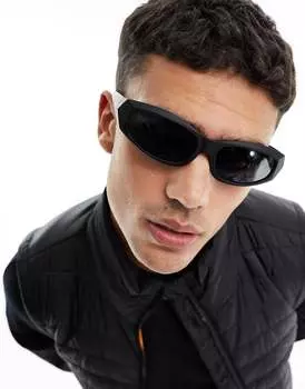 Черные матовые солнцезащитные очки-гонщики с запахом ASOS DESIGN
