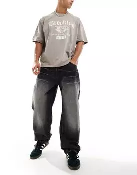 Черные мешковатые джинсы Bershka Carpenter