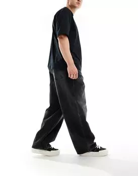 Черные мешковатые джинсы с потертостями Pull&Bear