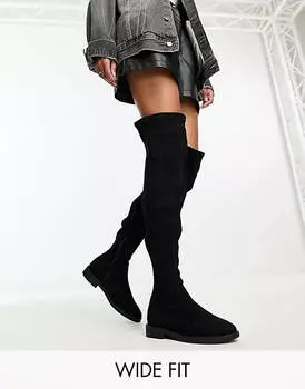 Черные микро-ботфорты ASOS DESIGN Wide Fit Kalani