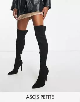 Черные микросапоги на каблуке ASOS DESIGN Petite Koko