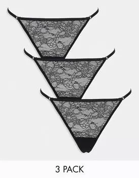 Черные мини-стринги Hunkemller Zella, 3 шт Hunkemoller
