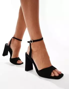 Черные минималистичные босоножки ASOS DESIGN Wide Fit – Nora – на блочном каблуке, широкий крой