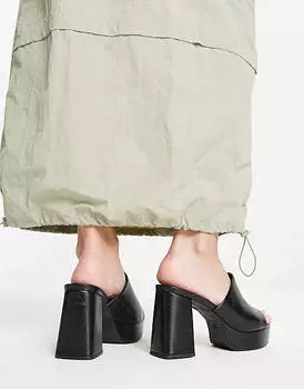 Черные мюли на платформе на среднем каблуке ASOS DESIGN Harmonize