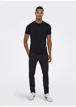 Черные мужские брюки с высокой талией Slim Leg 22013727_ONSMARK PANT STRIPE GW 372 Only & Sons, черный