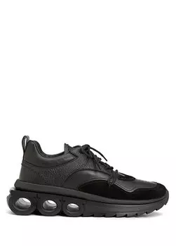 Черные мужские кожаные кроссовки Ferragamo