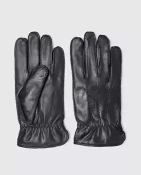 Черные мужские кожаные перчатки в сборе Pierre Cardin