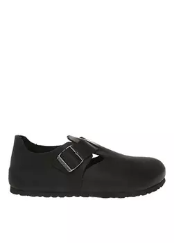 Черные мужские кожаные тапочки Birkenstock