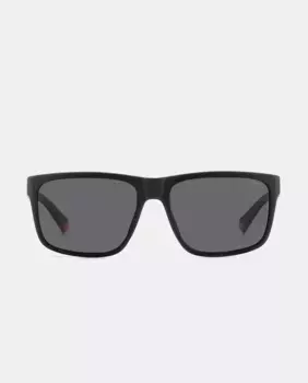 Черные мужские солнцезащитные очки прямоугольной формы с поляризационными линзами Polaroid, черный