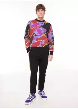 Черные мужские спортивные брюки узкого кроя с эластичной резинкой на талии 75GAAF01CF00FG89 Versace Jeans Couture, черный