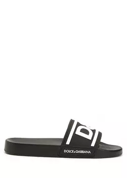 Черные мужские тапочки с логотипом Dolce&Gabbana
