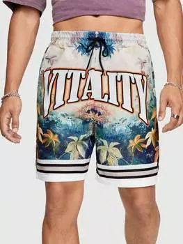 Черные мужские тканые шорты ROMWE Street Life в готическом стиле идеально подходят для весны и лета, многоцветный