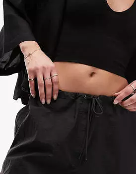 Черные нейлоновые шорты Topshop нестандартной длины