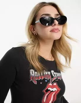 Черные объемные овальные солнцезащитные очки Monki