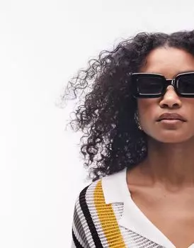 Черные объемные прямоугольные солнцезащитные очки Topshop Flossie