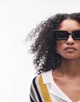 Черные объемные солнцезащитные очки прямоугольной формы Topshop Flossie