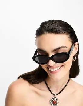 Черные овальные солнцезащитные очки ASOS DESIGN