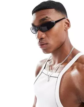 Черные овальные солнцезащитные очки ASOS DESIGN
