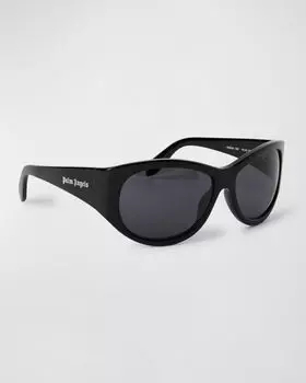 Черные овальные солнцезащитные очки Gridley из ацетата Palm Angels, цвет Black