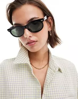 Черные овальные солнцезащитные очки Ray-Ban Wayfarer