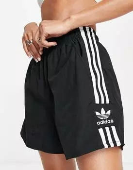 Черные оверсайз-шорты с тремя полосками adidas Originals