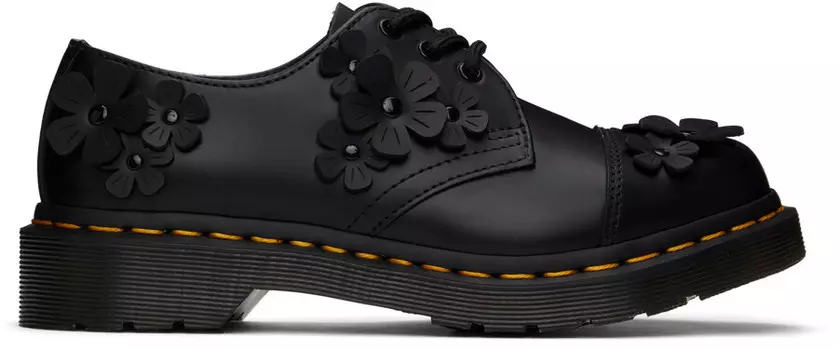 Черные оксфорды 1461 с цветочной аппликацией Dr. Martens