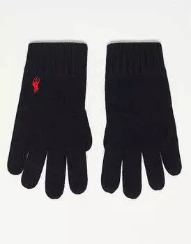 Черные перчатки Polo Ralph Lauren из шерсти мериноса с логотипом