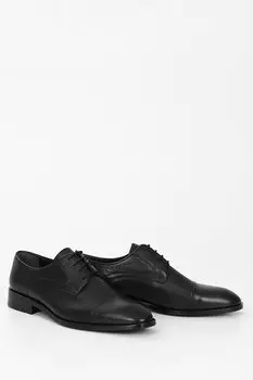ЧЕРНЫЕ Платиновые повседневные мужские туфли из натуральной кожи на шнуровке 01930 GNDER(R)