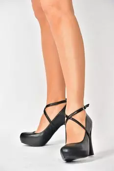 Черные/платиновые женские туфли на каблуке на платформе M348007609 Fox Shoes