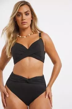 Черные плавки бикини Magisculpt с перекрученной передней частью Simply Be, черный