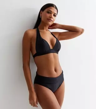 Черные плавки бикини с отложным воротником New Look, черный