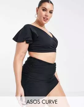 Черные плавки бикини с юбкой в ​​тон ASOS DESIGN Curve