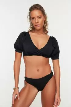 Черные плавки бикини с V-образным вырезом Trendyol, черный