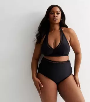Черные плавки бикини с высокой талией Curves New Look, черный